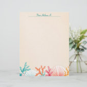 Scallop schelpen en koraal briefhoofd (Staand voorkant)