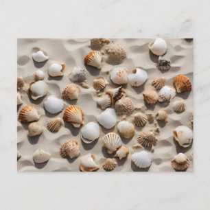 Scallop schelpen op zand briefkaart