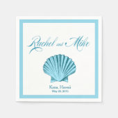Scallop Seashell Beach Bruiloft | Mint blauw Servet (Voorkant)