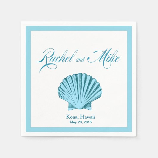 Scallop Seashell Beach Bruiloft | Mint blauw Servet (Voorkant)