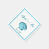 Scallop Seashell Beach Bruiloft | Mint blauw Servet (Hoek)