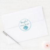 Scallop Seashell Beach Dank u | Mint blauw Ronde Sticker (Envelop)