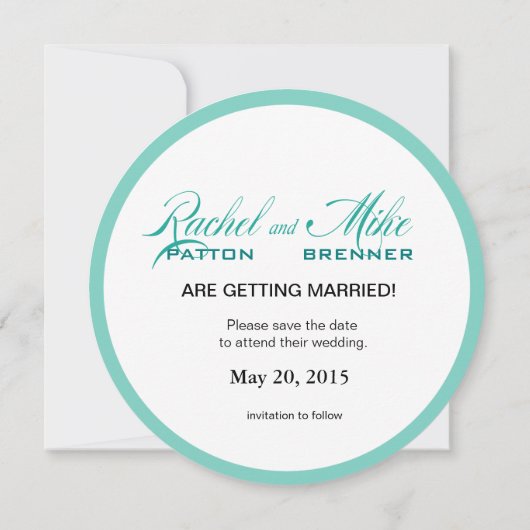 Scallop Seashell Beach Wedding | aqua Save The Date (Achterkant)