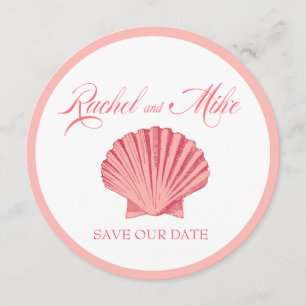 Scallop Seashell Beach Wedding   Roze Kaart