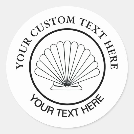 Scallop Seashell Custom Logo 3-inch Klassieke rond Ronde Sticker (Voorkant)