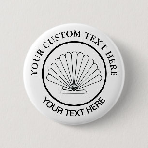 Scallop Seashell Custom Logo Ronde Button 5,7 Cm