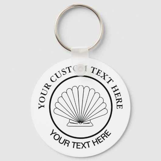 Scallop Seashell Custom Logo Sleutelhanger (Voorkant)