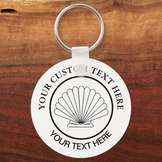 Scallop Seashell Custom Logo Sleutelhanger (Voorkant)