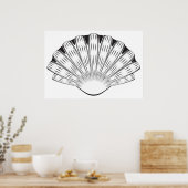 Scallop Seashell Minimalist Black and White Poster (Keuken)