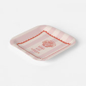 Scallop Seashell Roze Gestreepte Tropische Bruilof Papieren Bordje (Gebogen)
