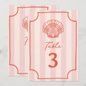 Scallop Seashell Roze Streep Bruiloft Kaart (Voorkant / Achterkant)