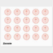 Scallop Seashell Roze Tropische Streep Bruiloft Ronde Sticker (Vel)