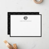 Scallop Seashell Speciaal Zwart Notitiekaartje (Voorkant / Achterkant in situ)