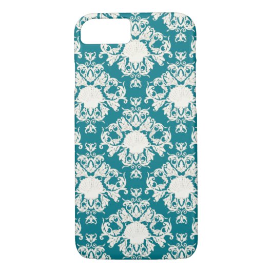 Scallop Seashell Summer Ocean Damask Beach Patroon Case-Mate iPhone Case (Achterkant)