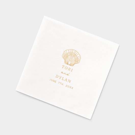 Scallop Seashell Tropical Beach Wedding Folie Servetten (Links)
