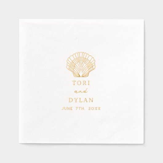 Scallop Seashell Tropical Beach Wedding Folie Servetten (Voorkant)