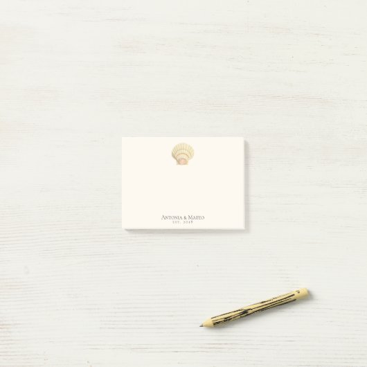  Scallop Seashell Wedding Jubileum Post-it® Notes (Op bureau)