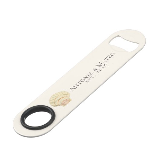 Scallop Seashell Wedding Jubileum Speed Flessenopener (Voorkant Gekanteld)