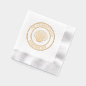 Scallop Shell #3 Familienaam Datum Estd Touw Lijst Folie Servetten (Links)