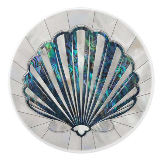 Scallop Shell - Abalone en Pearl Keramische Knop (Voorkant)