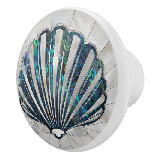 Scallop Shell - Abalone en Pearl Keramische Knop (Rechts)