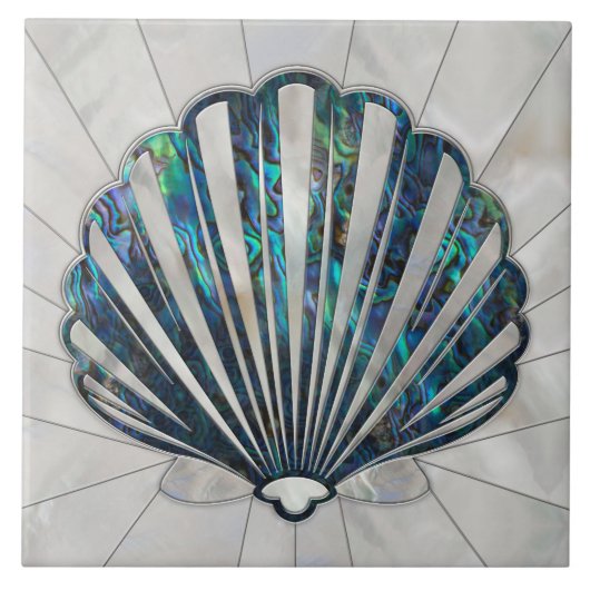 Scallop Shell - Abalone en Pearl Tegeltje (Voorkant)