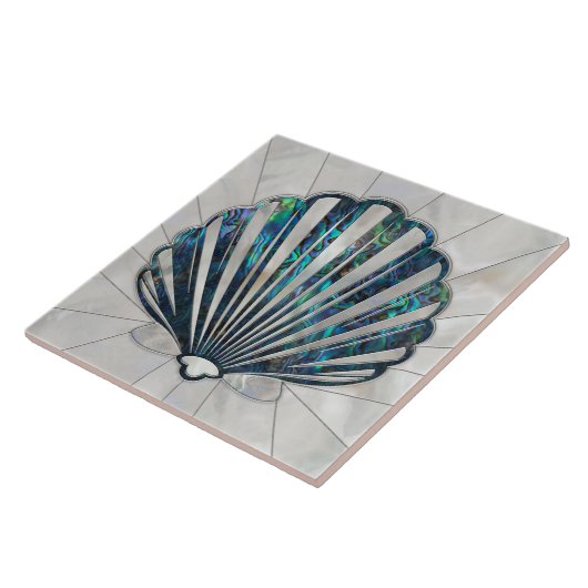 Scallop Shell - Abalone en Pearl Tegeltje (Zijkant)