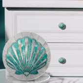 Scallop Shell - Aquamarijn en Parel Keramische Knop