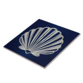 Scallop Shell - Blauw Marmer en Parel Tegeltje (Zijkant)