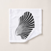 Scallop Shell Block Print, Black and White Bad Handdoek (Wasdoekje)