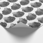 Scallop Shell Block Print, Black and White Cadeaupapier (Hoek)