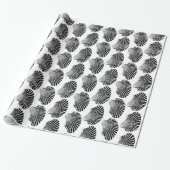 Scallop Shell Block Print, Black and White Cadeaupapier (Uitgerold)