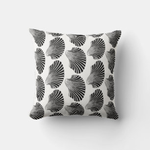 Scallop Shell Block Print, Black and White Kussen