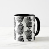 Scallop Shell Block Print, Black and White Mok (Voorkant rechts)