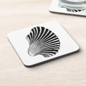 Scallop Shell Block Print, Black and White Onderzetter (Linkerzijde)