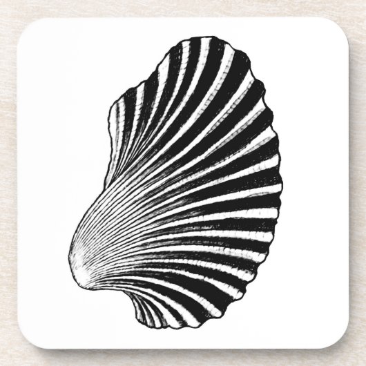 Scallop Shell Block Print, Black and White Onderzetter (Voorkant)