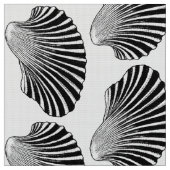 Scallop Shell Block Print, Black and White Stof (Close Up)