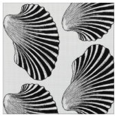 Scallop Shell Block Print, Black and White Stof (Close Up)