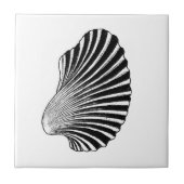 Scallop Shell Block Print, Black and White Tegeltje (Voorkant)