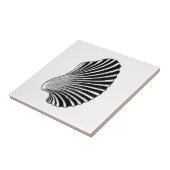 Scallop Shell Block Print, Black and White Tegeltje (Zijkant)