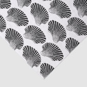Scallop Shell Block Print, Black and White Tissuepapier (Detail)