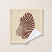 Scallop Shell Block Print, Brown and Beige Bad Handdoek (Wasdoekje)