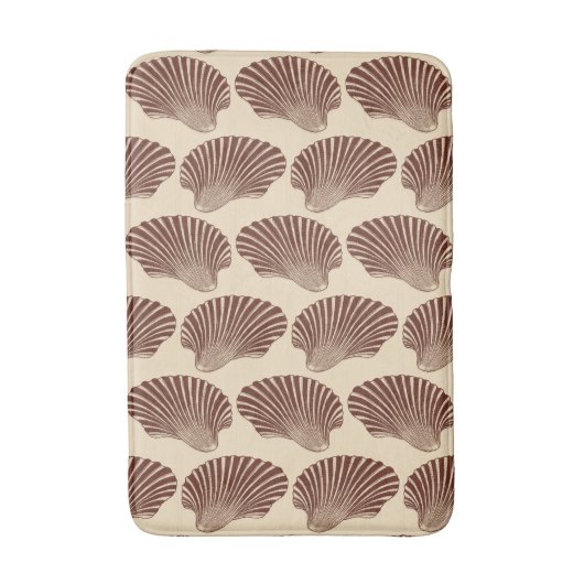 Scallop Shell Block Print, Brown and Beige Badmat (Voorkant Verticaal)