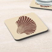 Scallop Shell Block Print, Brown and Beige Bier Onderzetter (Linkerzijde)