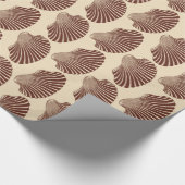 Scallop Shell Block Print, Brown and Beige Cadeaupapier (Hoek)