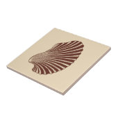 Scallop Shell Block Print, Brown and Beige Ceram Tegeltje (Zijkant)