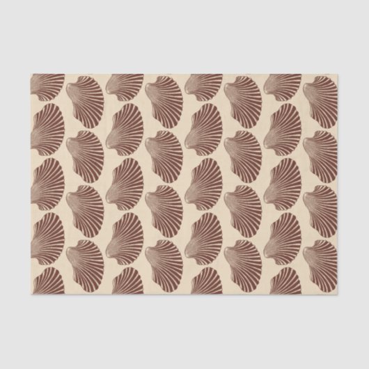 Scallop Shell Block Print, Brown and Beige Tissuepapier (Voorkant)