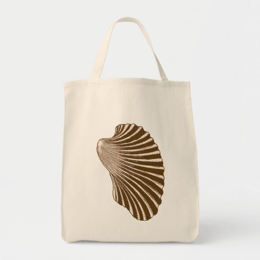 Scallop Shell Block Print, Brown and Beige Tote Bag (Voorkant)