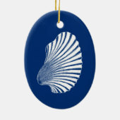 Scallop Shell Block Print, Cobalt Blue en White Keramisch Ornament (Achterkant)
