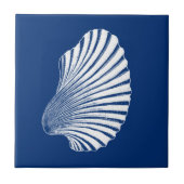 Scallop Shell Block Print, Cobalt Blue en White Tegeltje (Voorkant)